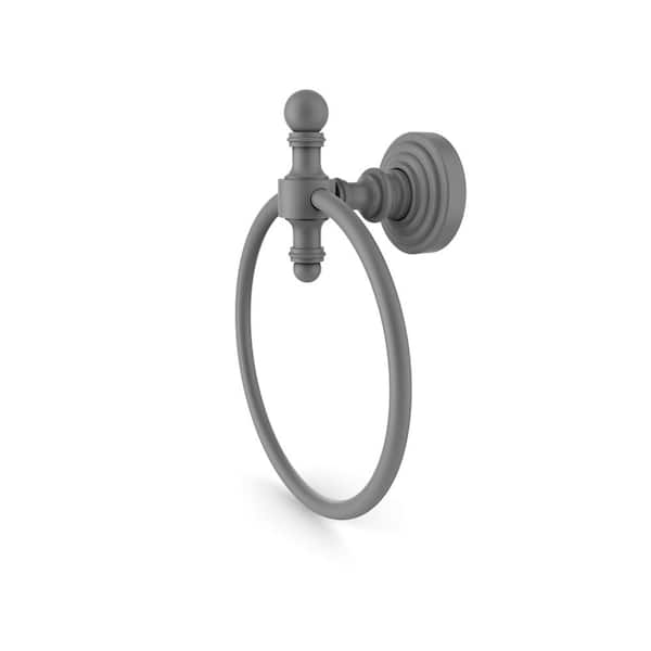 Allied Brass Retro Wave Collection Wall Mounted Towel Ring in Matte Gray