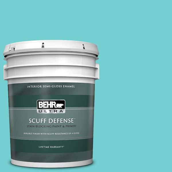 BEHR ULTRA 5 gal. #P460-3 Soft Turquoise Extra Durable Semi-Gloss Enamel Interior Paint & Primer