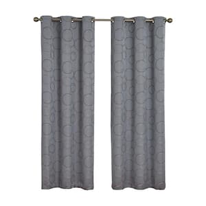 Meridian River Blue Polyester Geometric 42 in. W x 84 in. L Lined Grommet Blackout Curtain