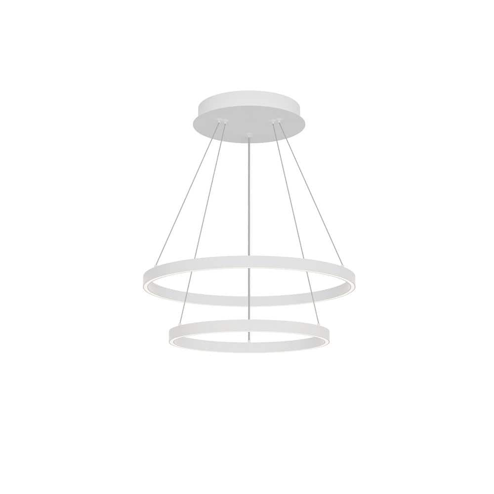 White 24" Dimmable LED Wagon Wheel Chandelier