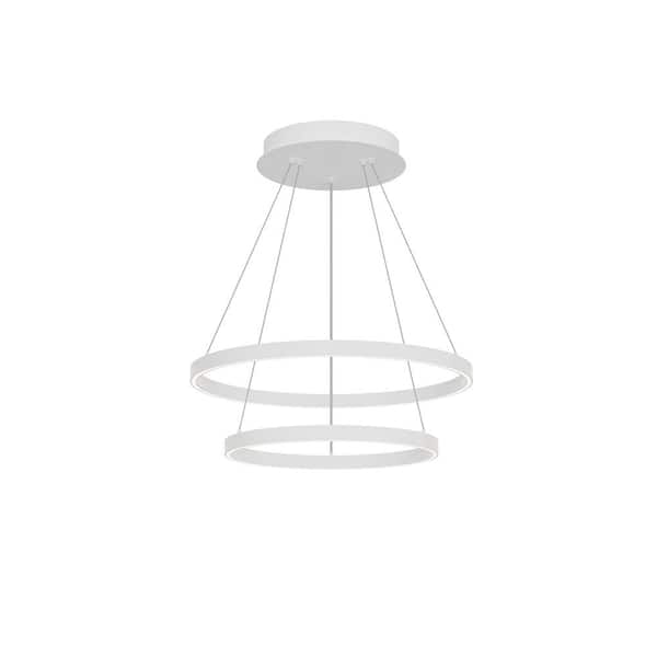 Cerchio 24 in. 2-Light 87-Watt White Integrated LED Chandelier