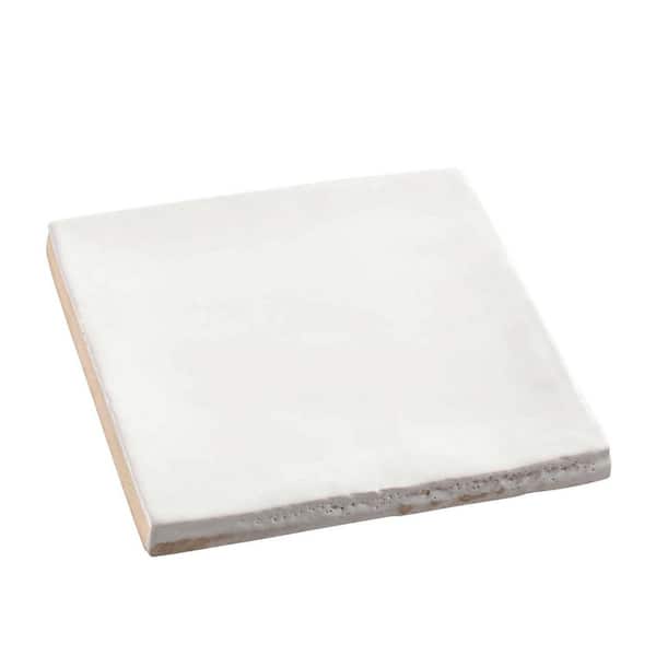 ANDOVA Jenae Signet Grey 4 in. x 4 in. Zellige Glossy Ceramic Wall Tile Sample