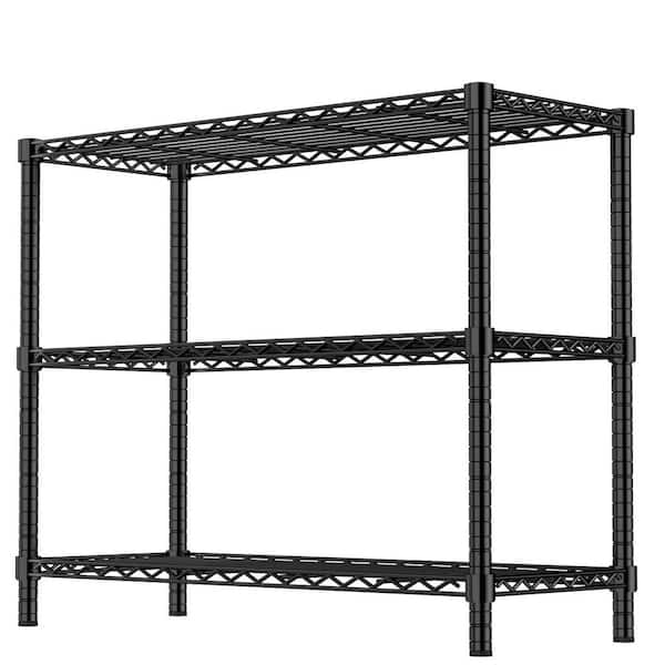 3-Tier Heavy Duty Steel Storage Rack, 350 lbs. Per Shelf Wire Shelf, Rust-Resistant for Kitchen/Laundry/Garage in Black