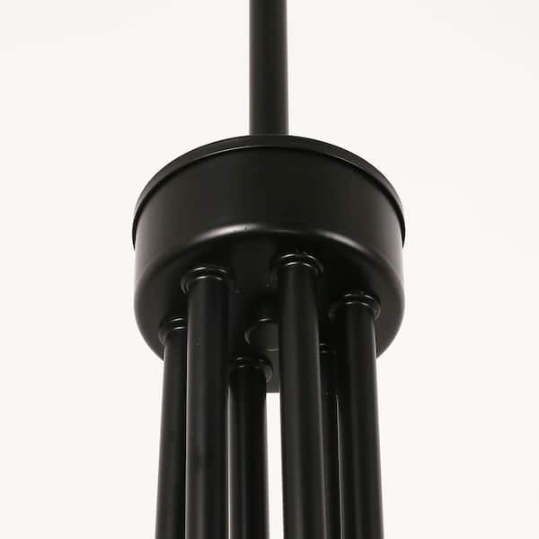 YANSUN 28 in. 6-Light Black Farmhouse Chandelier Industrial Dining
