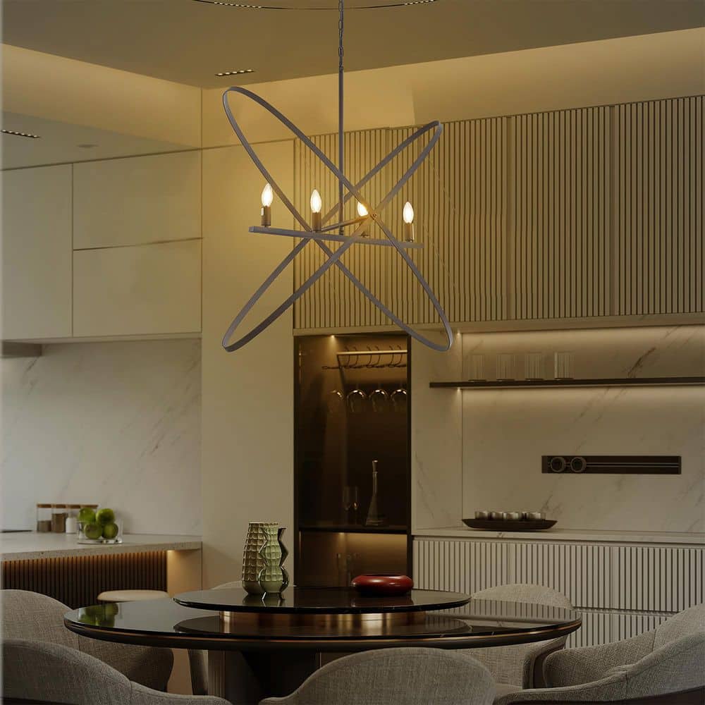 60-Watt 4-Light Matte Black Pendant Light with Metal Orb Shape, No Bulbs Included price history on PriceWatchPro