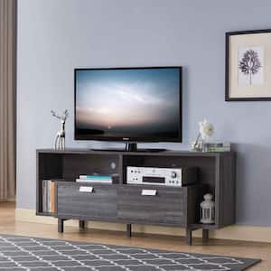 Distressed Grey TV Stand Fits TV's up to 48 in. with Barn Door