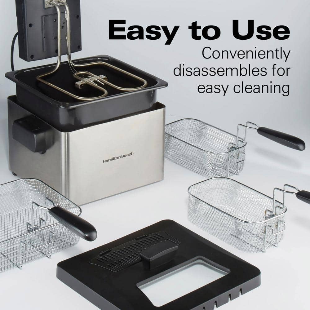 Professional-Style Stainless Steel Dual Basket 19-Cup Deep Fryer