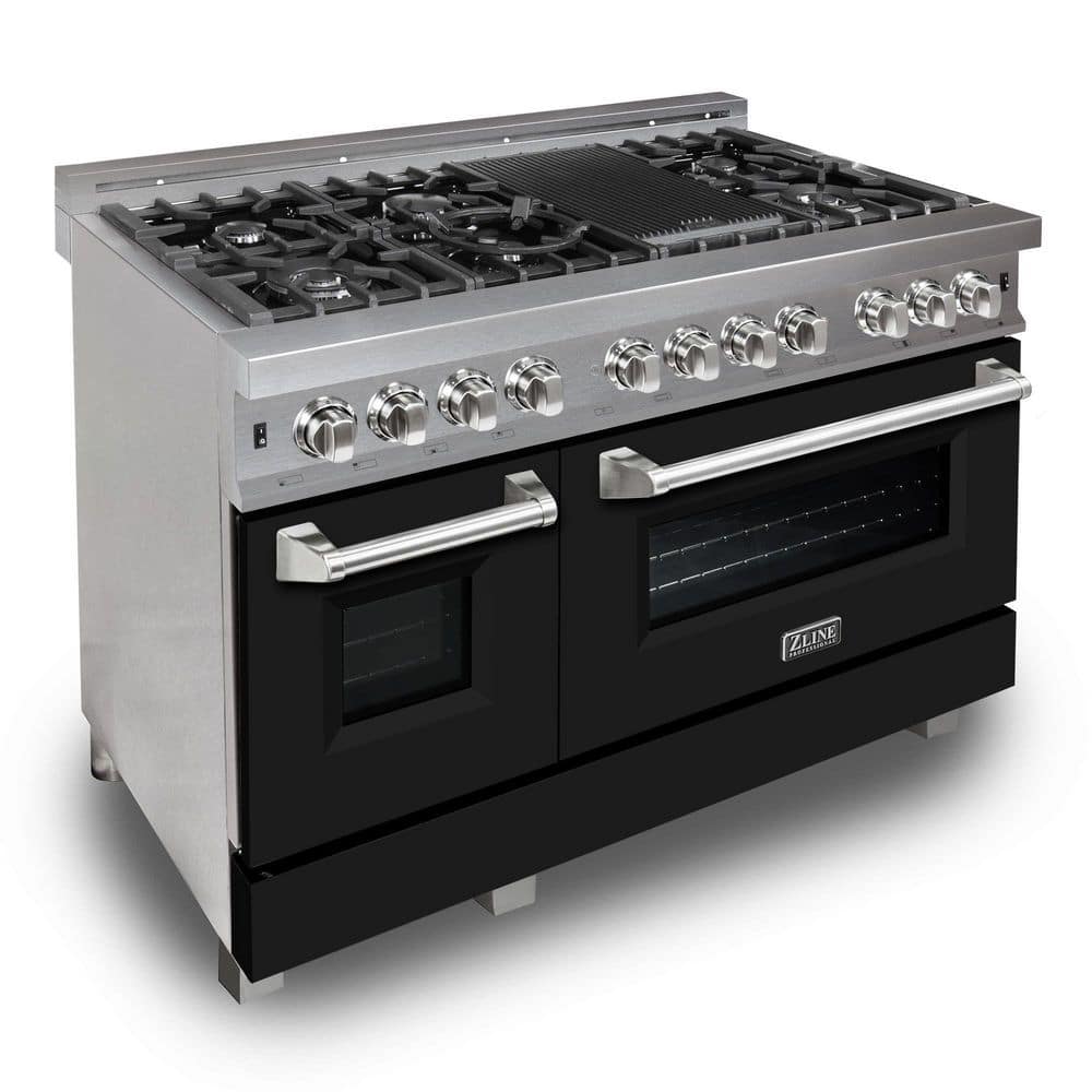 ZLINE Autograph 48 in. Gas Burner/Electric Oven Range in Black Stainle –  Premium Home Source