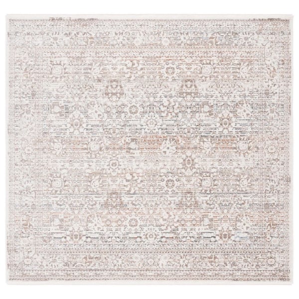 Harlow 6 ft. x 6 ft. Ivory/Beige Abstract Ornate Square Area Rug
