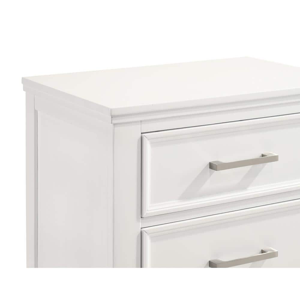 Andover White 2-Drawer Rubberwood Nightstand