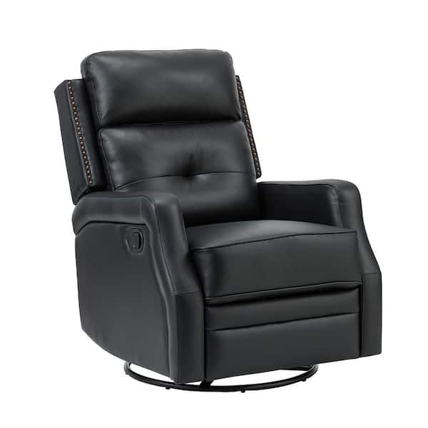 Black leather discount swivel recliner chair