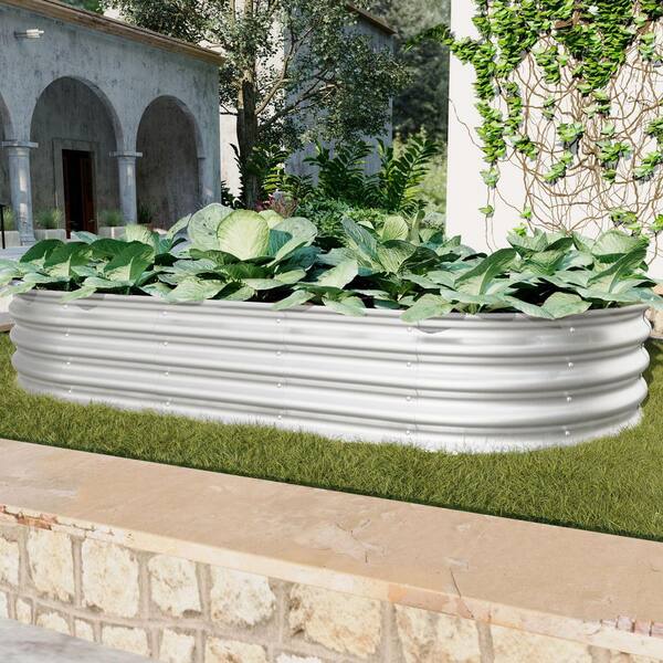 69 in. L x 39 in. x 12 in. Silver Metal Raised Garden Bed Kit