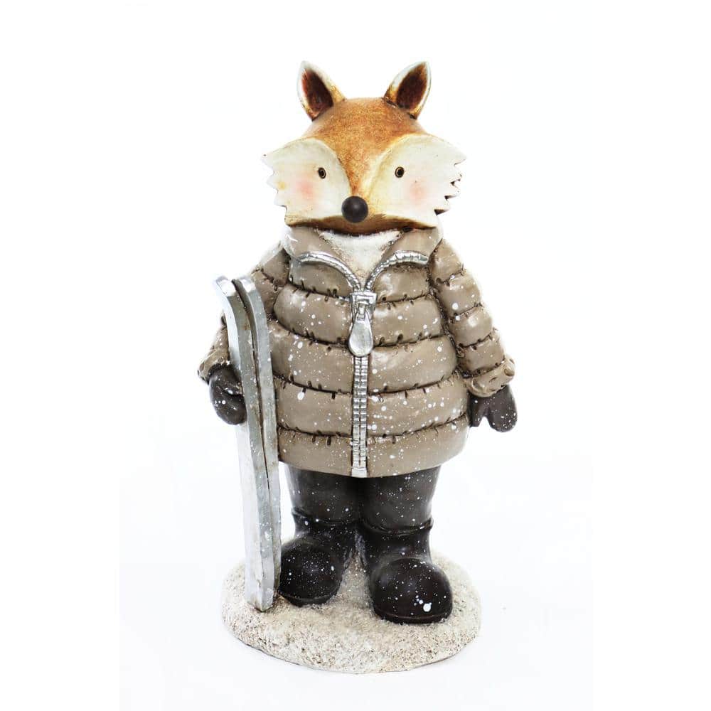 10 in. Fox with Skis Statuary