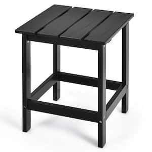 18 in. Black Square Wood Patio Outdoor Coffee Table Side Slat Deck