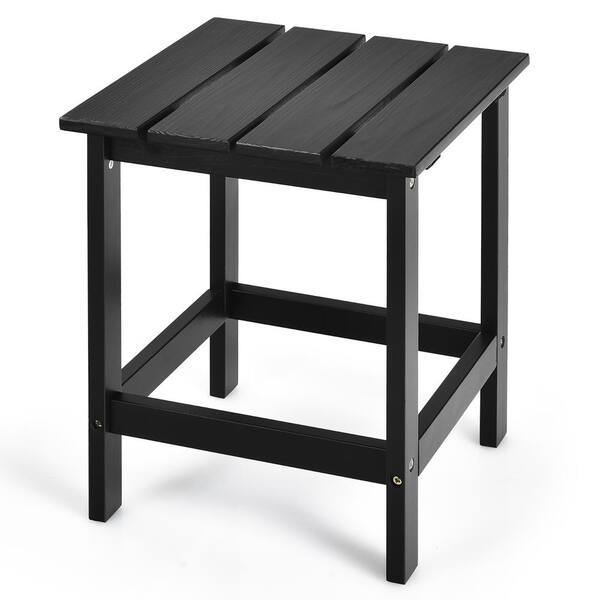 Costway 18 in. Black Square Wood Patio Outdoor Coffee Table Side Slat