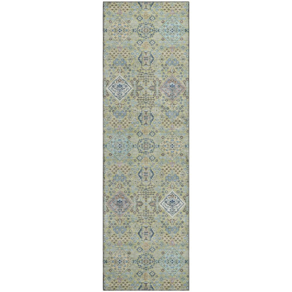Mayfield Premium Machine Washable Abstract AMF2440 Aloe 2 ft. x 7 ft. Runner Rug price history on PriceWatchPro