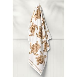 Turtle Dot Ivory Gold Cotton Single Beach Towel