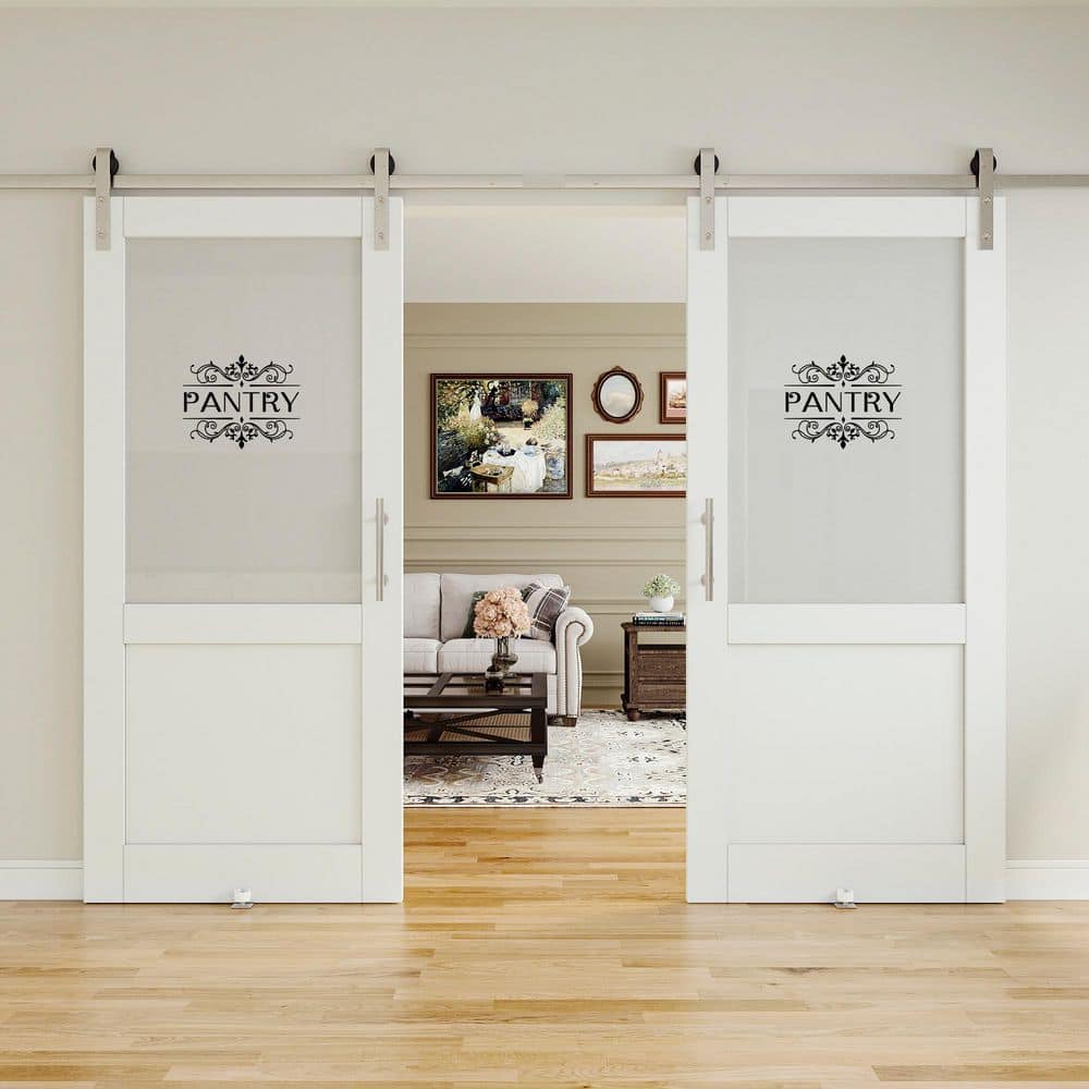 ARK DESIGN 72 in. x 80 in. 1/2-Lite Frosted Glass White MDF