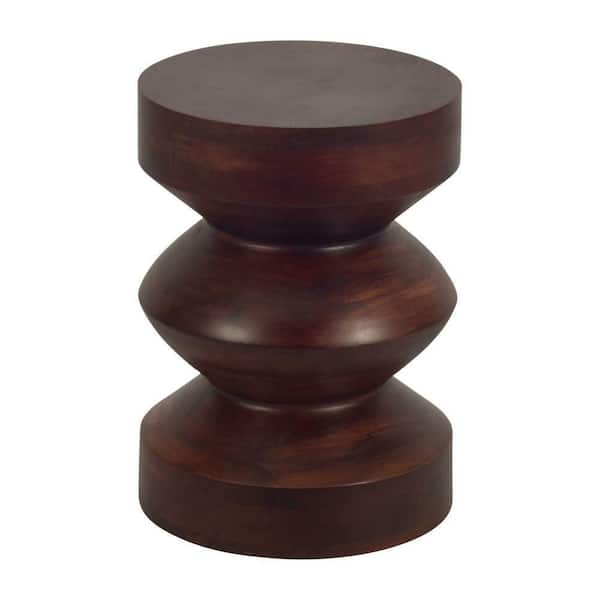 Liv & Skye 13 in. Walnut Round Mango Wood Side Table