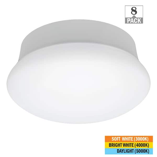 Commercial Electric Spin Light 7 in. Closet Light LED Flush Mount Screws In E26 Medium Base 810LM 11.5W Adjustable CCT (8-Pack)