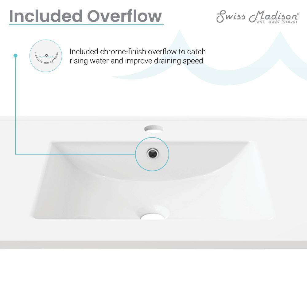 White Ceramic Double Vanity Top Bathroom Sink, 60 Inch