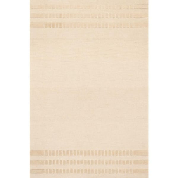 Carmeon Hamilton x Rugs Barron Solid Bohemian Wool 4 ft. x 6 ft. Cream Indoor Area Rug