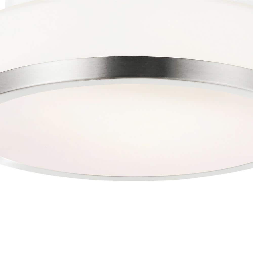 Satin Nickel 8" Drum Glass Flush Mount with Nickel Frame