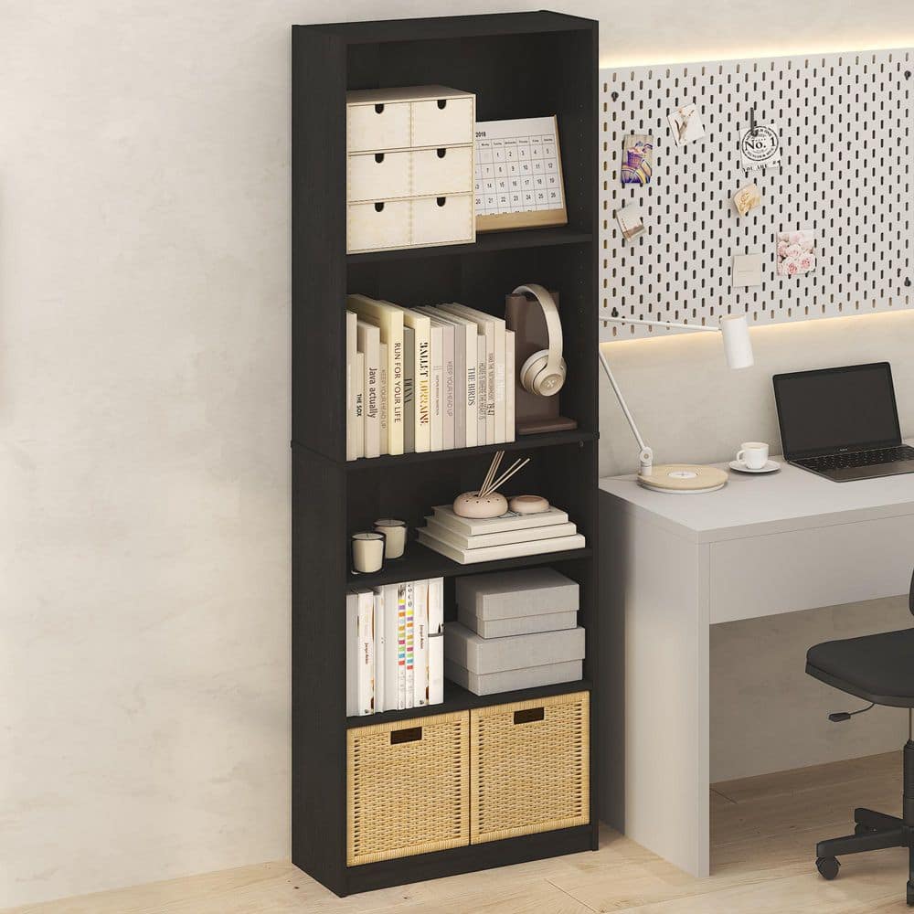 いぇい　pg5+アフリカンブラックウッド12角軸+オプションフルステンレス Furinno JAYA 71.2 in. Tall Blackwood Wood 5-Shelf Open Shelf