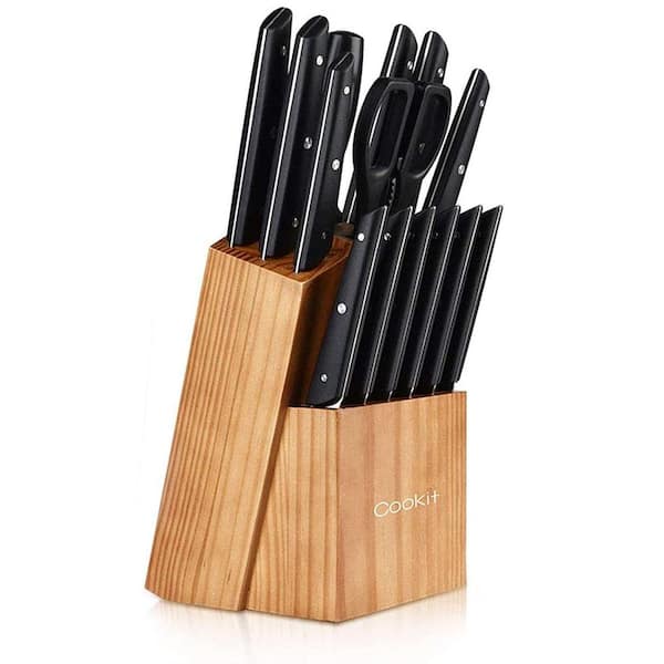 Farberware 15-Piece Triple Riveted Acacia Knife Block Set, High  Carbon-Stainless Steel Kitchen Knives with Ergonomic Handles, Razor-Sharp  Knife Set