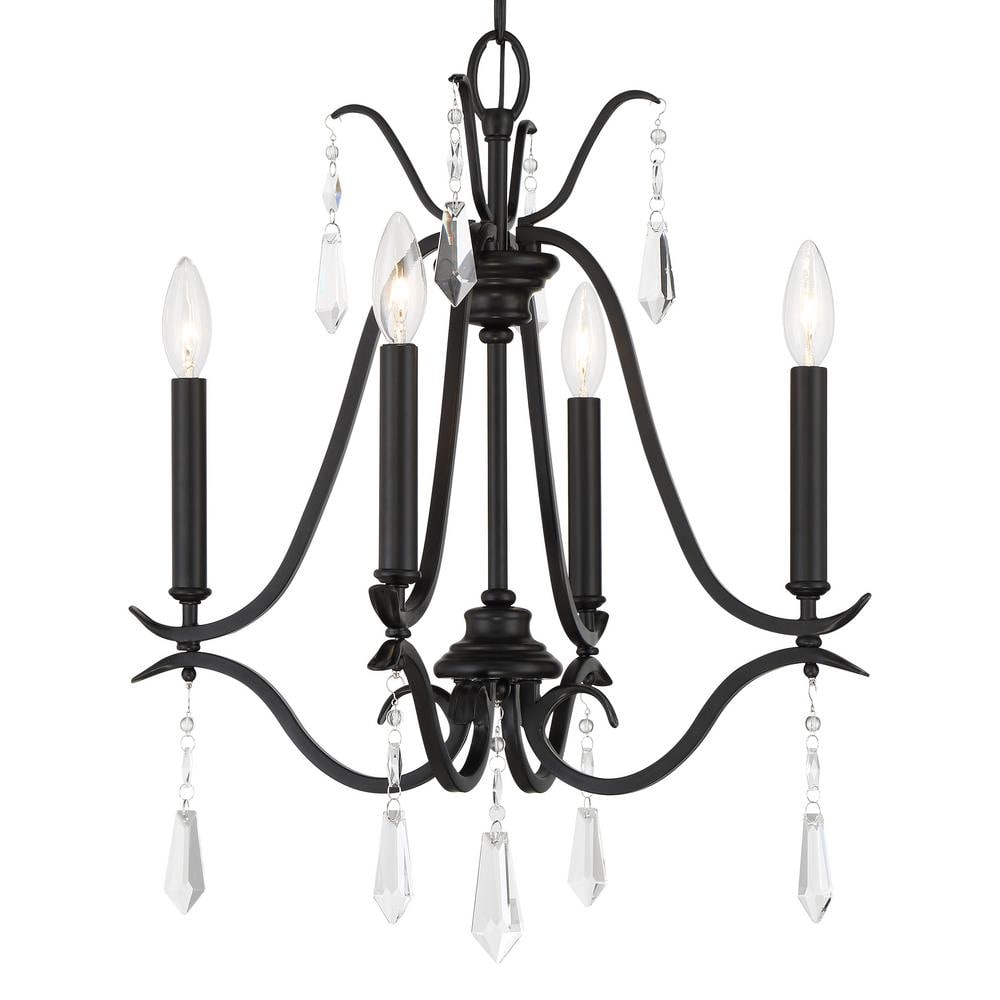 Mini Laurel Estate 4-Light Coal Finish Crystal Chandelier