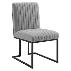 Indulge Light Gray Channel Tufted Fabric Dining Chair