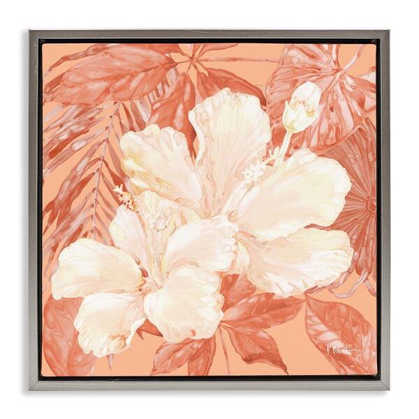 Stupell Industries Hibiscus Flower Bunches by Paul Brent Gray Floater Frame Nature Graphic Art Print 25 in. x 25 in.