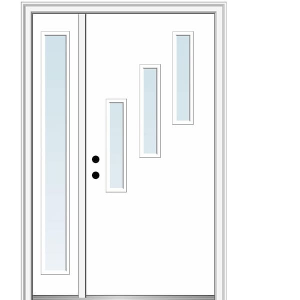MMI DOOR Davina 50 in. x 80 in. Right-Hand Inswing 3-Lite Clear Low-E Primed Fiberglass Prehung Front Door on 4-9/16 in. Frame