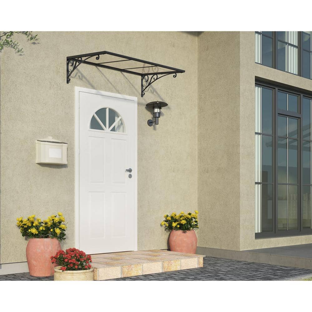 Venus 4' x 3' Clear Polycarbonate and Gray Aluminum Door Awning