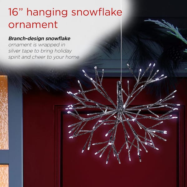 3-D Snowflake Christmas Decoration Ornament 3D Snowflakes Decorations 3 D Indoor Outdoor Snowflakes Xmas Snow White Winter Holiday Plastic Yard