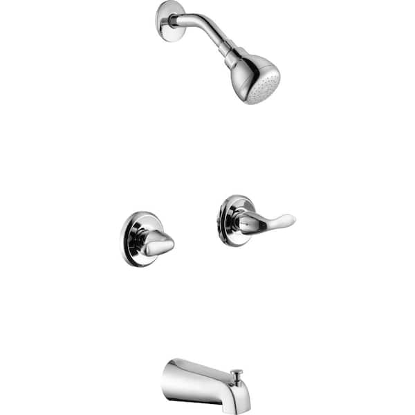 Glacier Bay Constructor 2-Handle 1-Spray Tub and Shower Faucet 1.8 GPM ...