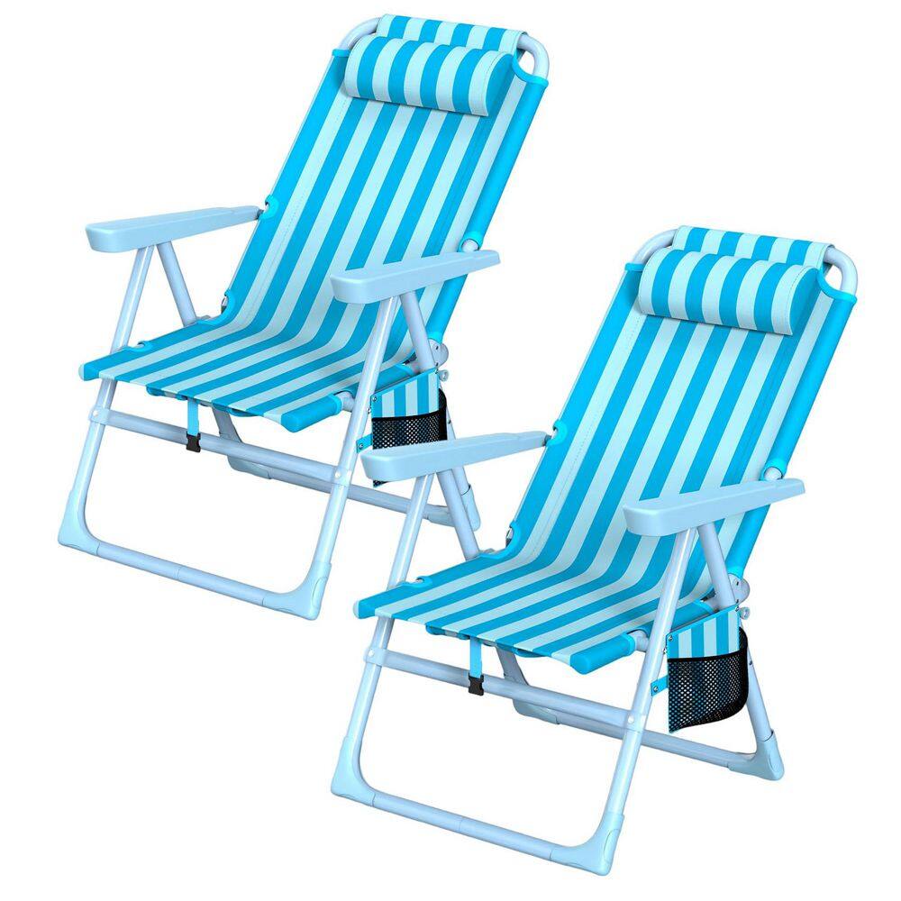 2-Pack Backpack Beach Chairs, 6-Position Metal Folding Chairs with Pillow, Cup Holder & Cooler Bag price history on PriceWatchPro