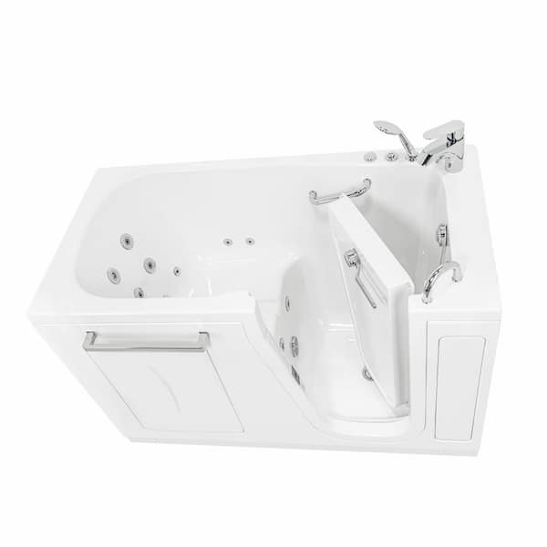 Zen 60 in. x 29.50 in. Right Drain Walk-In Whirlpool Bathtub in White, Inward Swing Door, 2-Piece Faucet, Heated Seat