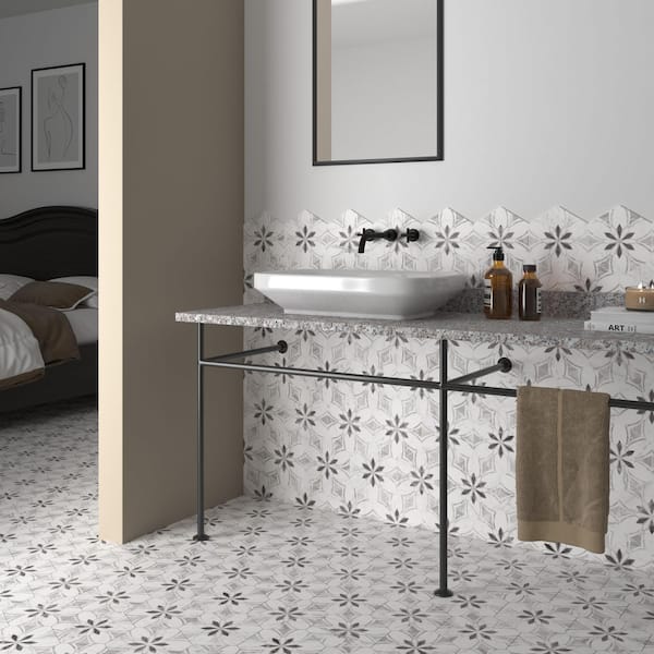Classico Bardiglio Hex Dahlia Light 7 in. x 8 in. Porcelain Floor and Wall Tile (7.5 sq. ft./Case)
