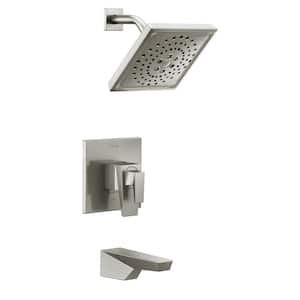 Trillian 1-Handle Wall-Mount Tub and Shower Trim Kit in Lumicoat Stainless (Valve Not Included)