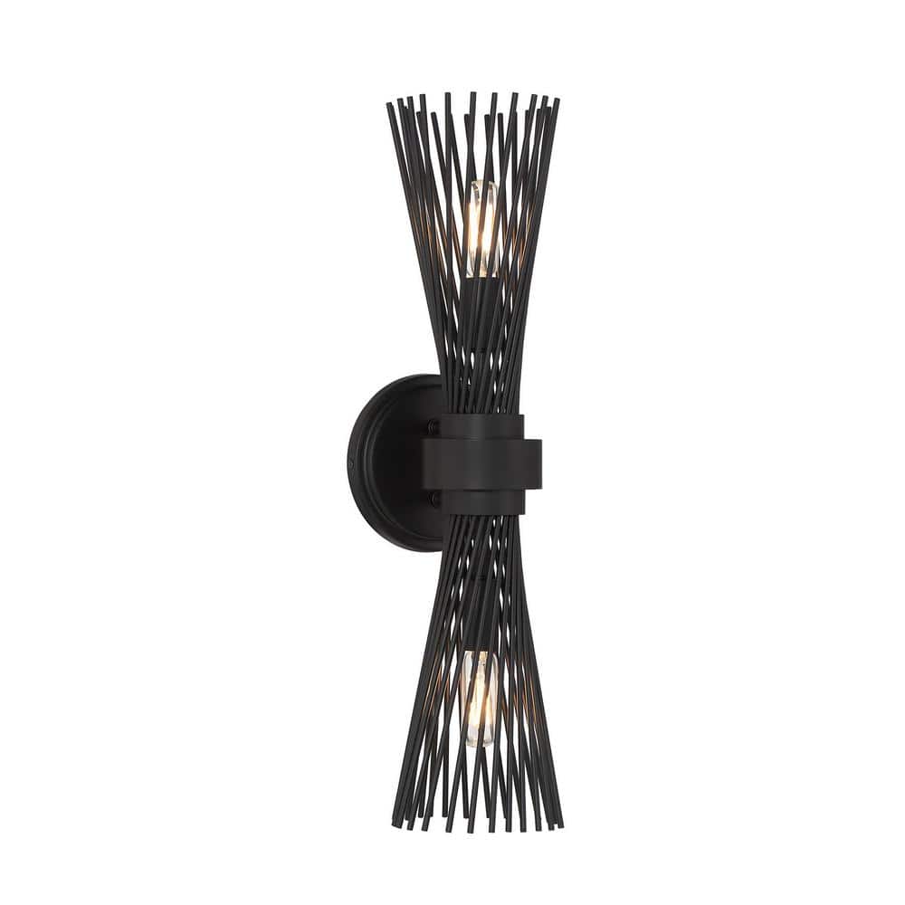 Matte Black 2-Light Dimmable Wall Sconce