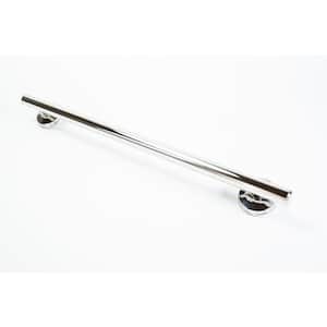 24 in. x 1.25 in. Concealed Screw Straight Decorative ADA Compliant Grab Bar with Grips and Capped End in Brushed Nickel