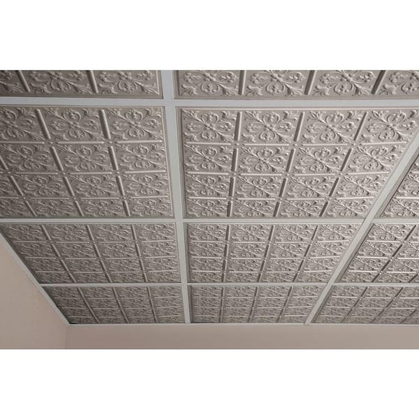 Fleur-de-lis Latte 2 ft. x 2 ft. Lay-in or Glue-up Ceiling Panel (Case of 6)