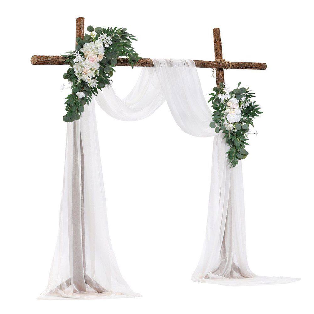 Artificial Wedding Arch Flowers Kit (Pack of 4) with 21 ft. Draping Fabric, White Backdrop for Ceremony price history on PriceWatchPro