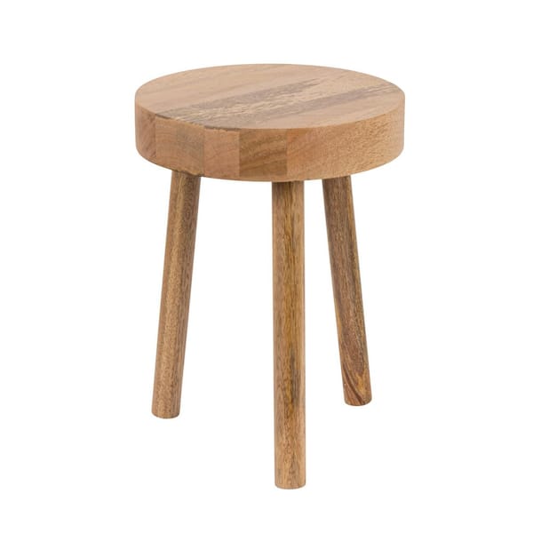 Storied Home Natural Color Mango Wood Non-Upholstered Stool