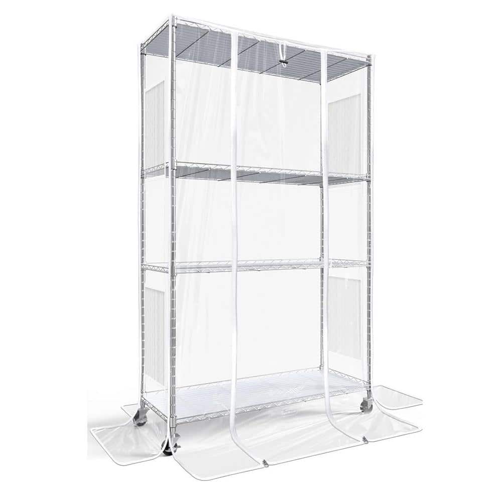 35 in. W x 14 in. D x 61 in. H Silver IndoorMIni Greenhouse with Grow Light