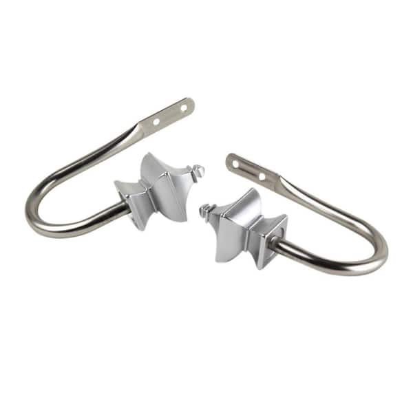 Rod Desyne Esta Decorative Satin Nickel Steel Hook Curtain Holdback (Set of 2)