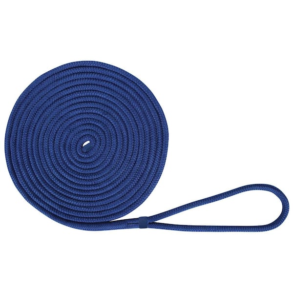 Extreme Max BoatTector 1/2 in. x 25 ft. Double Braid Nylon Dock Line in Royal Blue