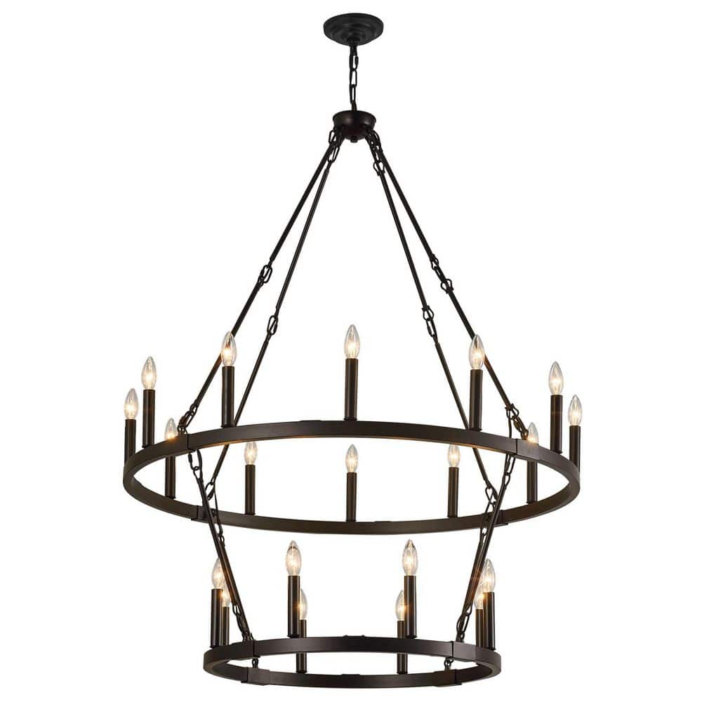 Home Light 20 Lights ‎40 Watts Black Wagon Wheel Chandelier 2 Tier Rustic Pendant Light With No Bulbs Included, 1Pack price history on PriceWatchPro