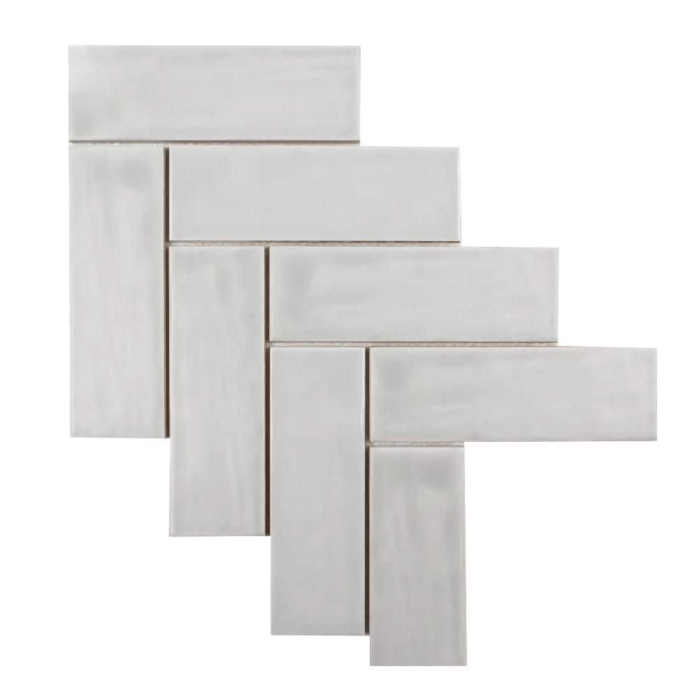 2 in. x 8 in. Herringbone Gray 11.125 in. x 15.25 in. Matte Ceramic Mosaic Tile (8.25 sq. ft. /Case) price history on PriceWatchPro